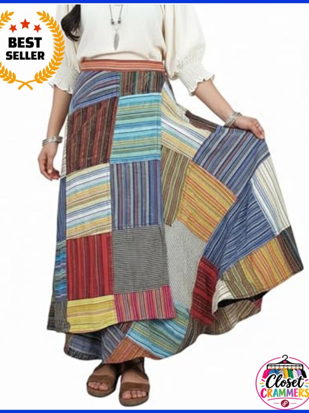 Boho Maxi Wrap Skirt 100% Cotton Tie Dye Flowy Summer Women's Long